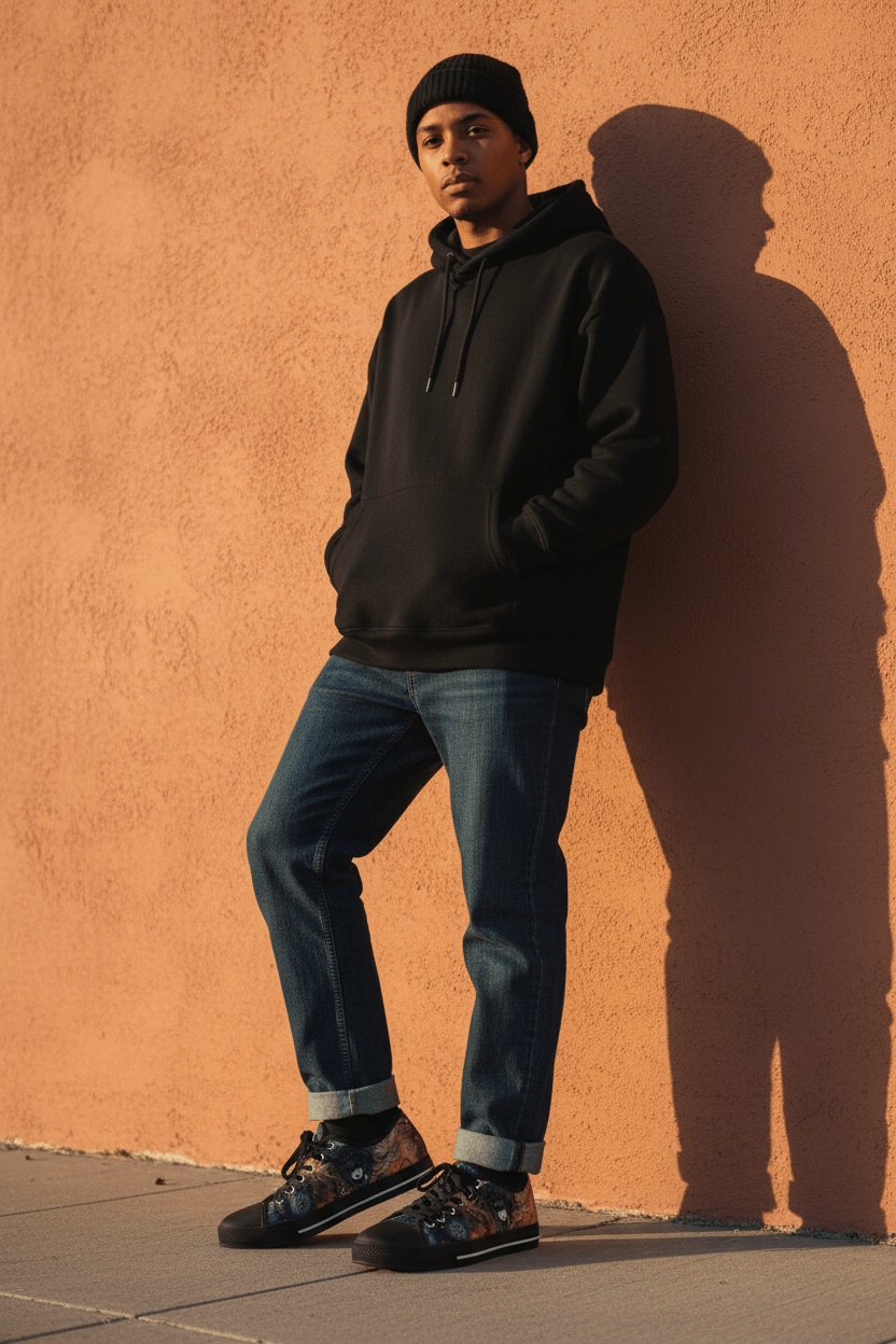 Medicine of the Raven Low Top Sneakers — Spirit Roots, Water & Sky DesignEmber Spirit Apparel