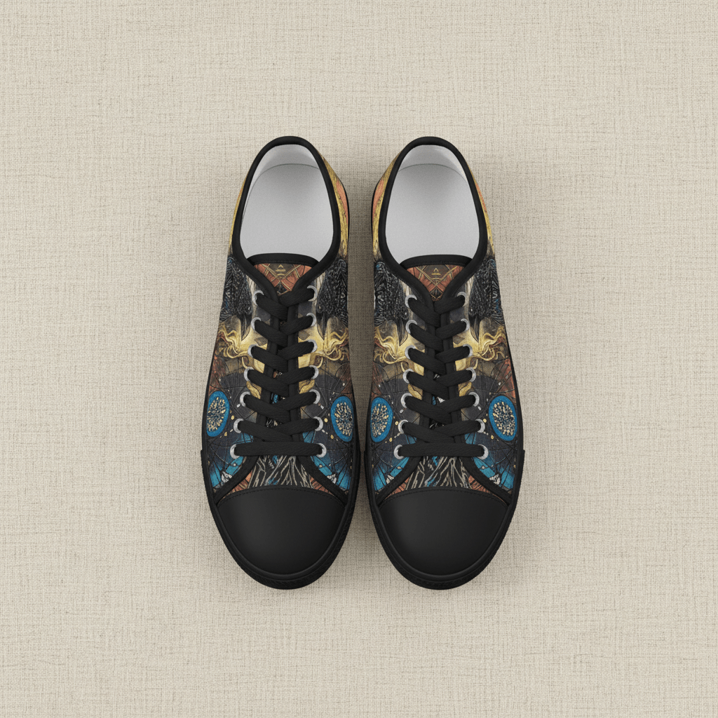 Medicine of the Raven Low Top Sneakers — Spirit Roots, Water & Sky DesignEmber Spirit Apparel