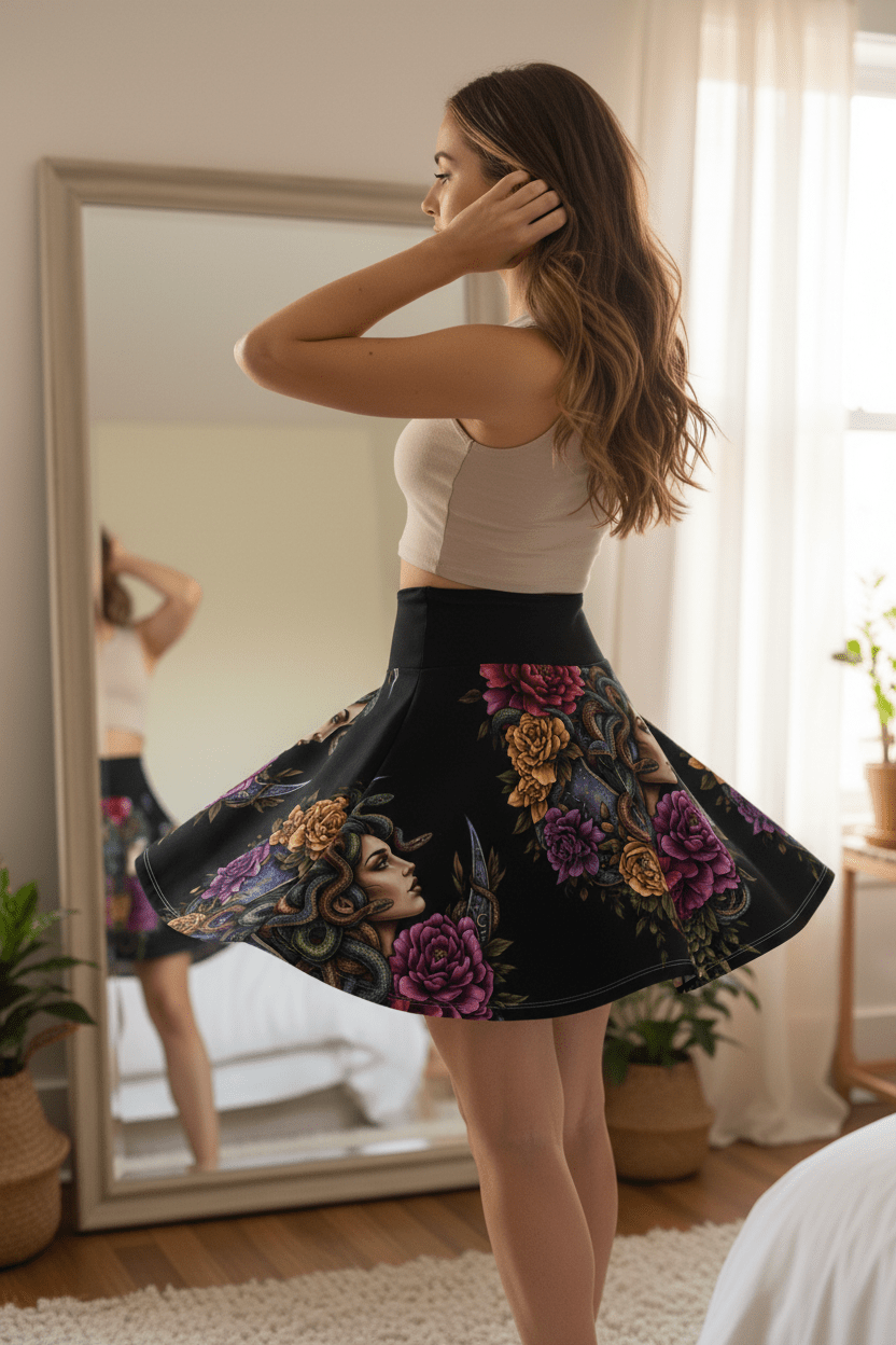 Medusa Empowerment Women's Skater Skirt — All - Over PrintEmber Spirit Apparel