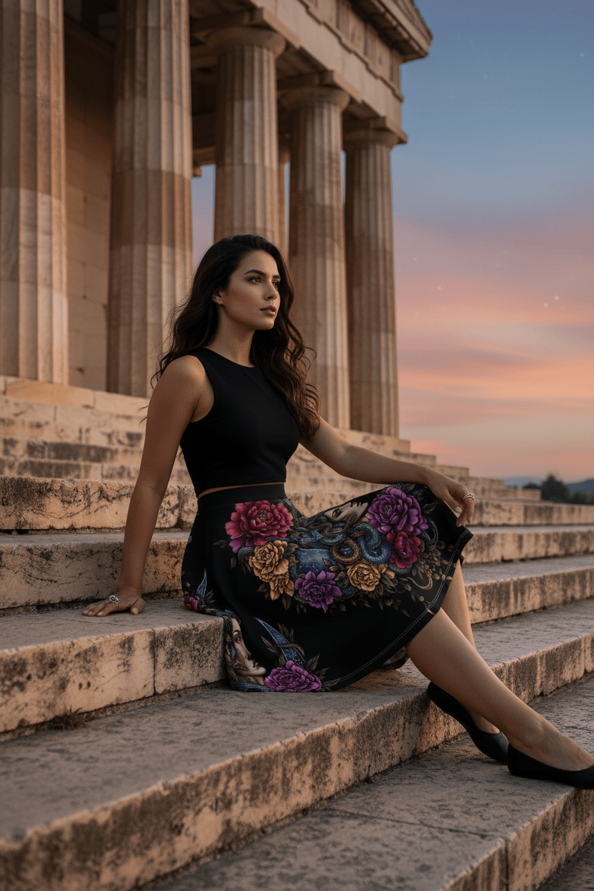 Medusa Empowerment Women's Skater Skirt — All - Over PrintEmber Spirit Apparel