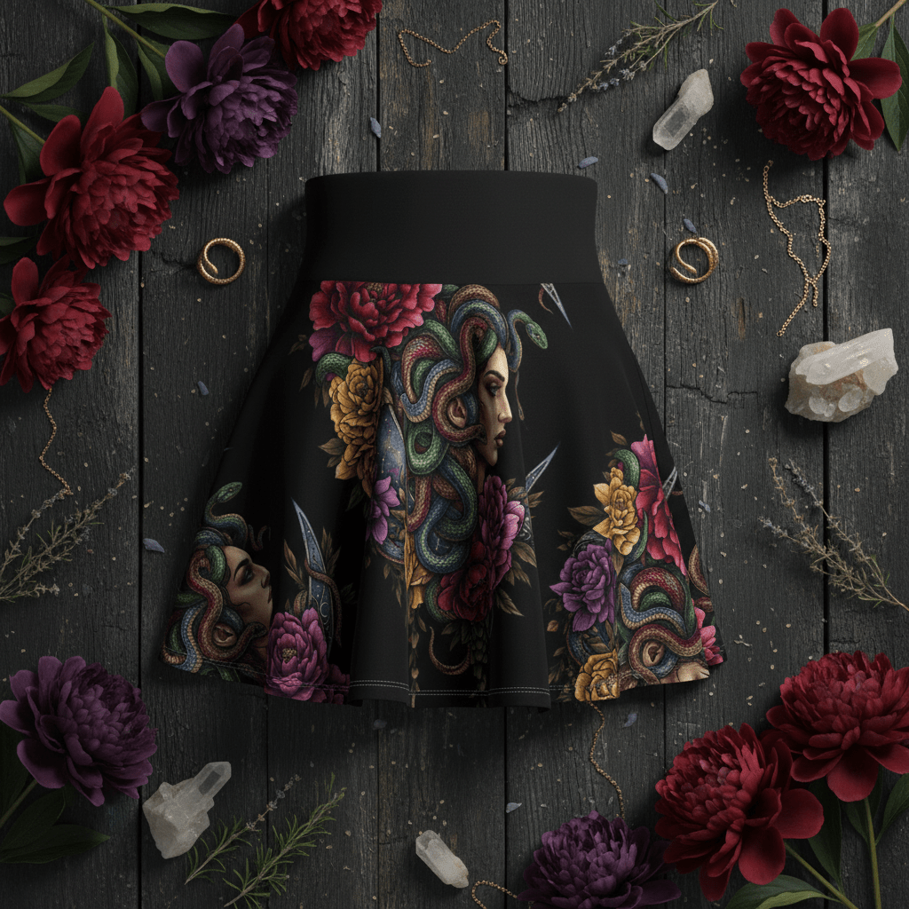 Medusa Empowerment Women's Skater Skirt — All - Over PrintEmber Spirit Apparel