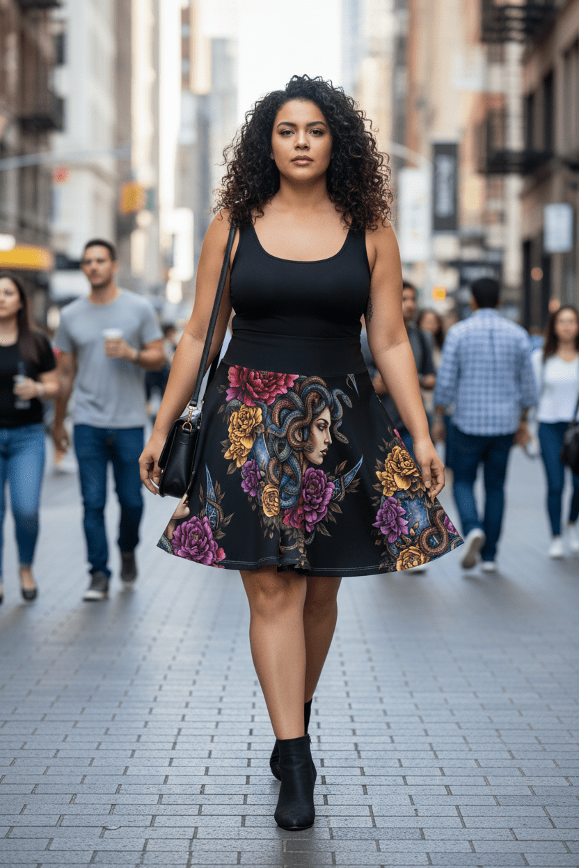 Medusa Empowerment Women's Skater Skirt — All - Over PrintEmber Spirit Apparel