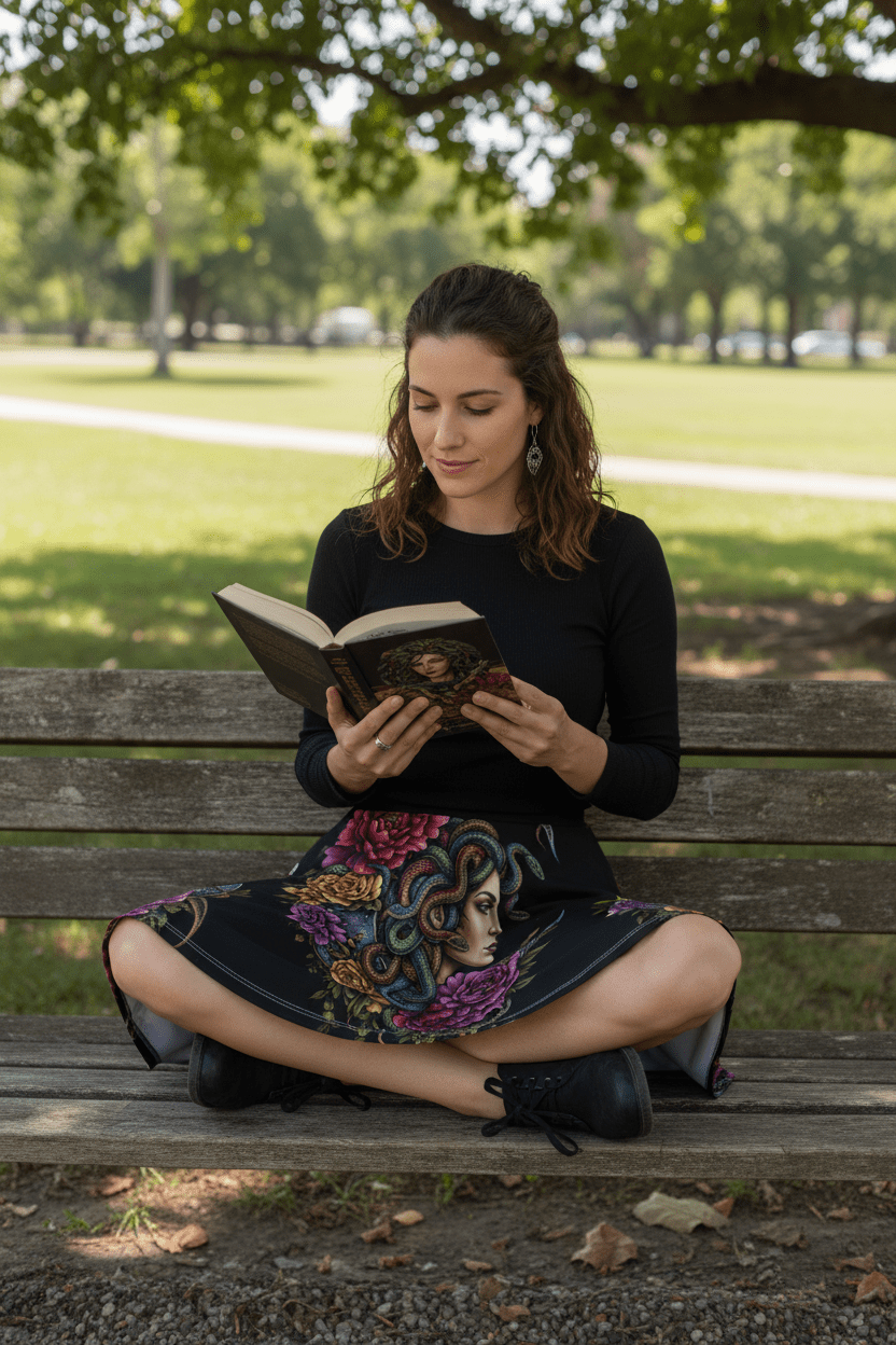 Medusa Empowerment Women's Skater Skirt — All - Over PrintEmber Spirit Apparel