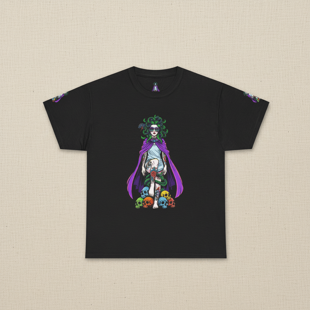 Medusa Floral Tee — 90s Mythical Goddess Snake Hair Graphic T-ShirtEmber Spirit Apparel