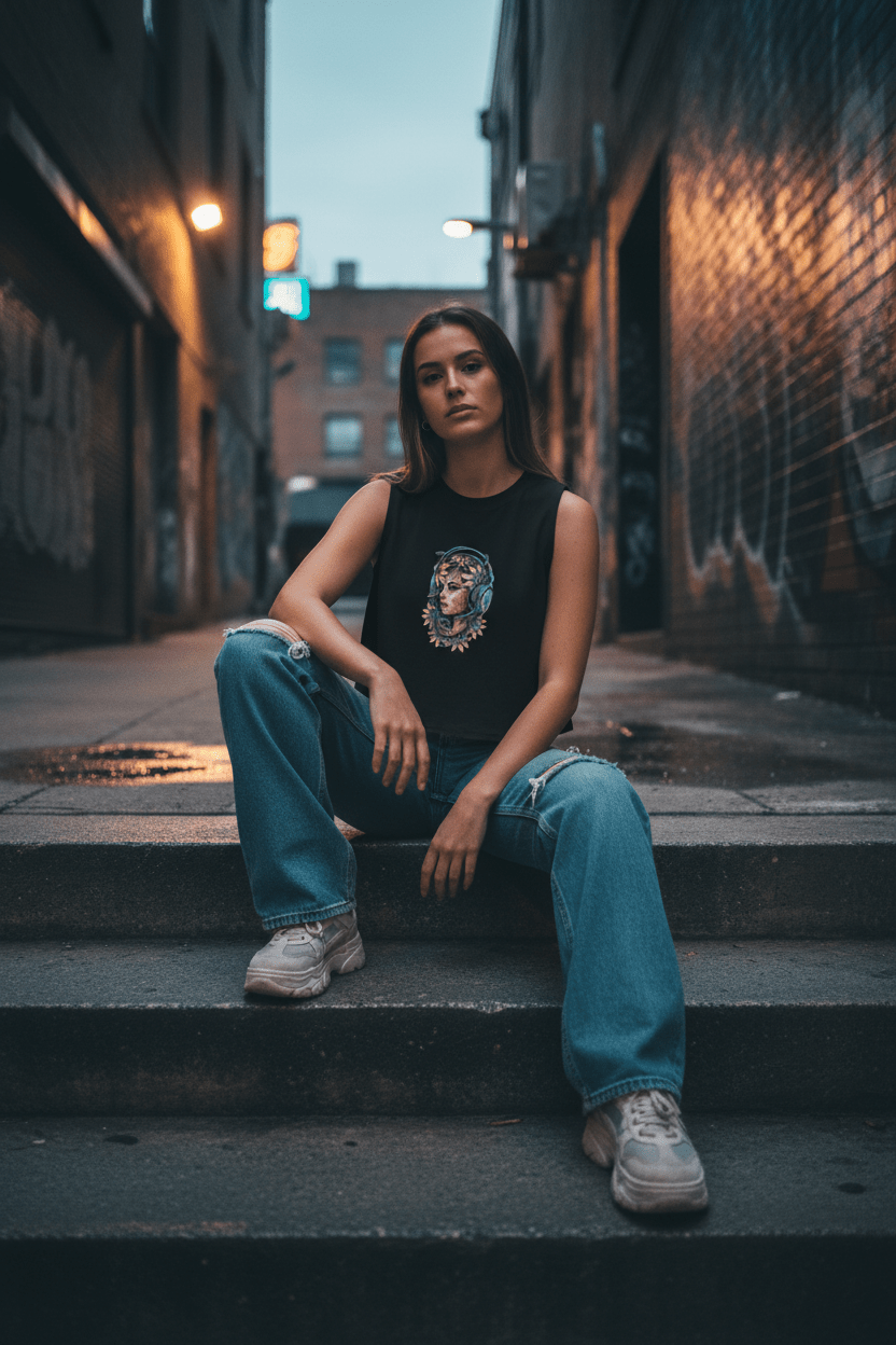Medusa Gamer Crop Top — Vibrant Floral Headphones Portrait Crop Top.Ember Spirit Apparel