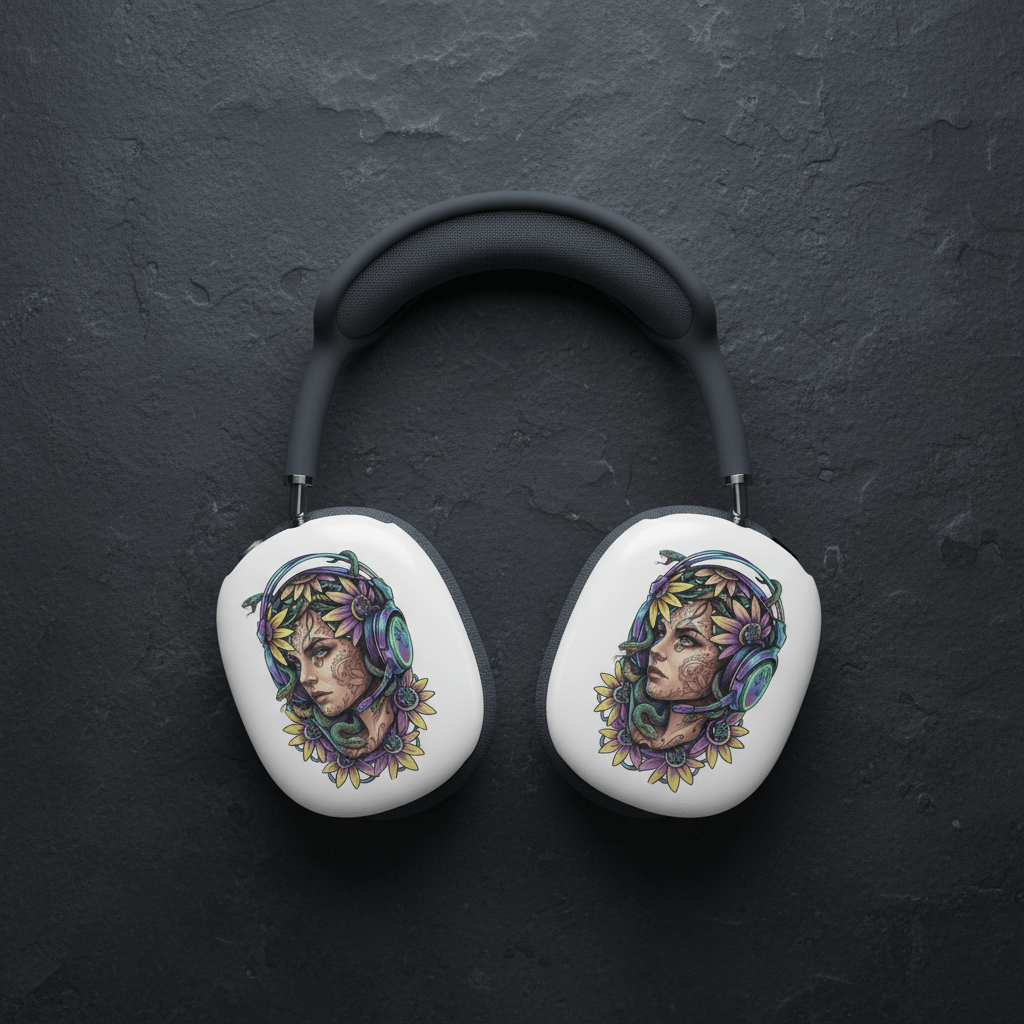 Medusa Portrait AirPods Max Case — Botanical Goddess Headphone SkinEmber Spirit Apparel