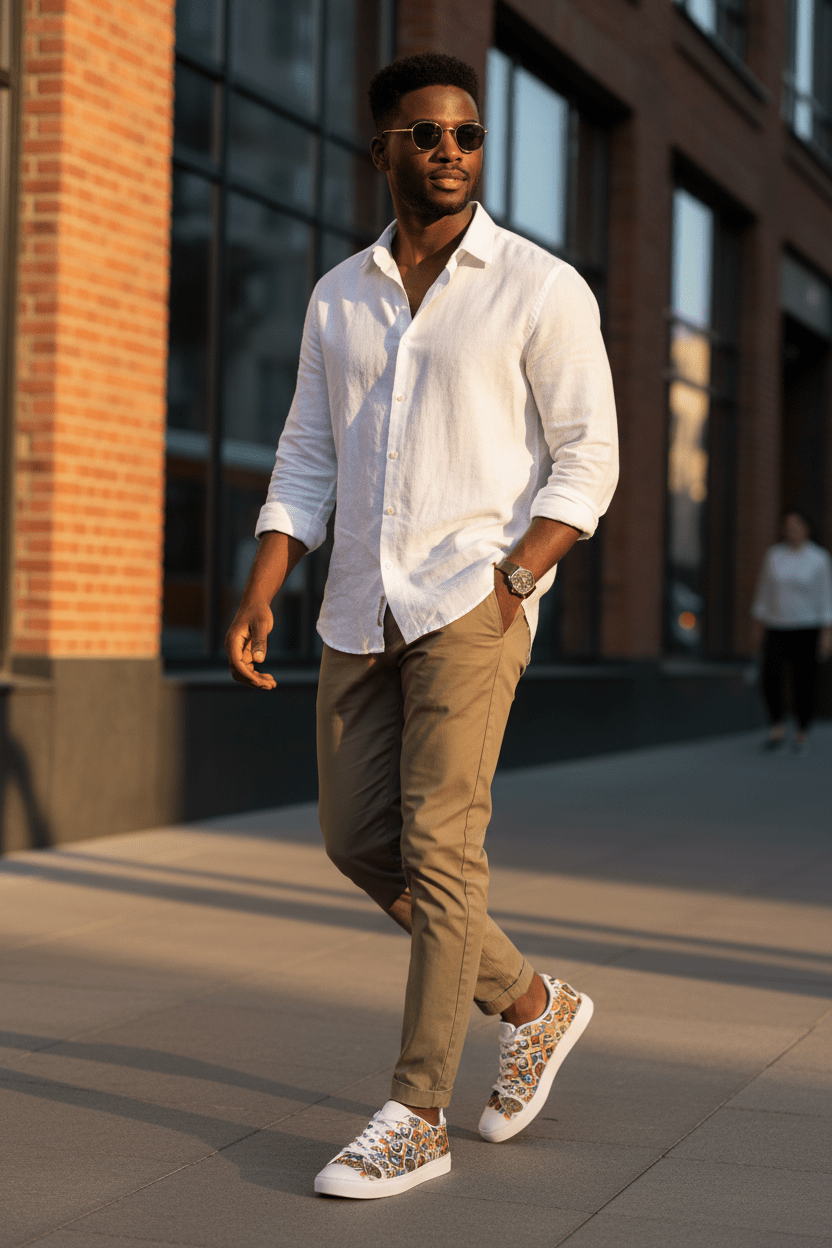 Men's African Inspired Sneakers — Vintage Aztec Low - Top PatternEmber Spirit Apparel