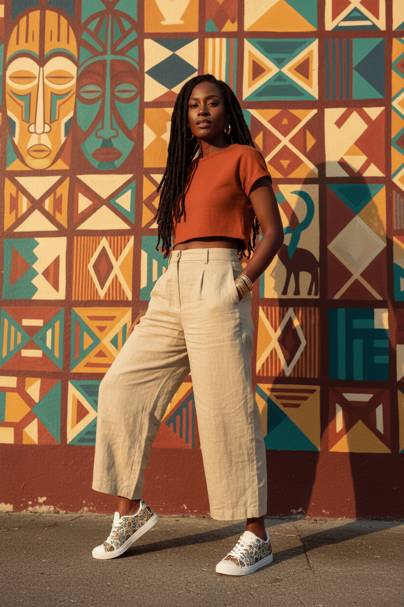 Men's African Inspired Sneakers — Vintage Aztec Low - Top PatternEmber Spirit Apparel