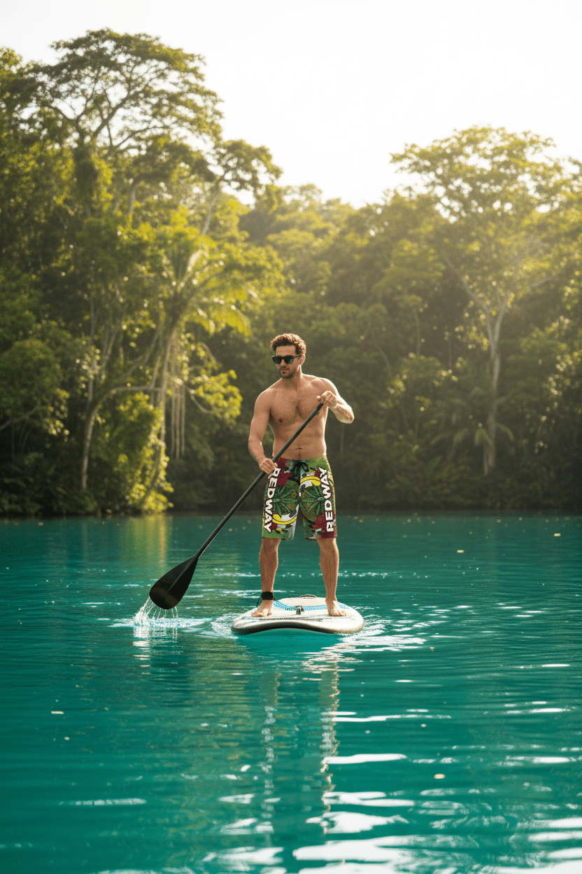Men's Board Shorts (AOP) Natural LeafEmber Spirit Apparel
