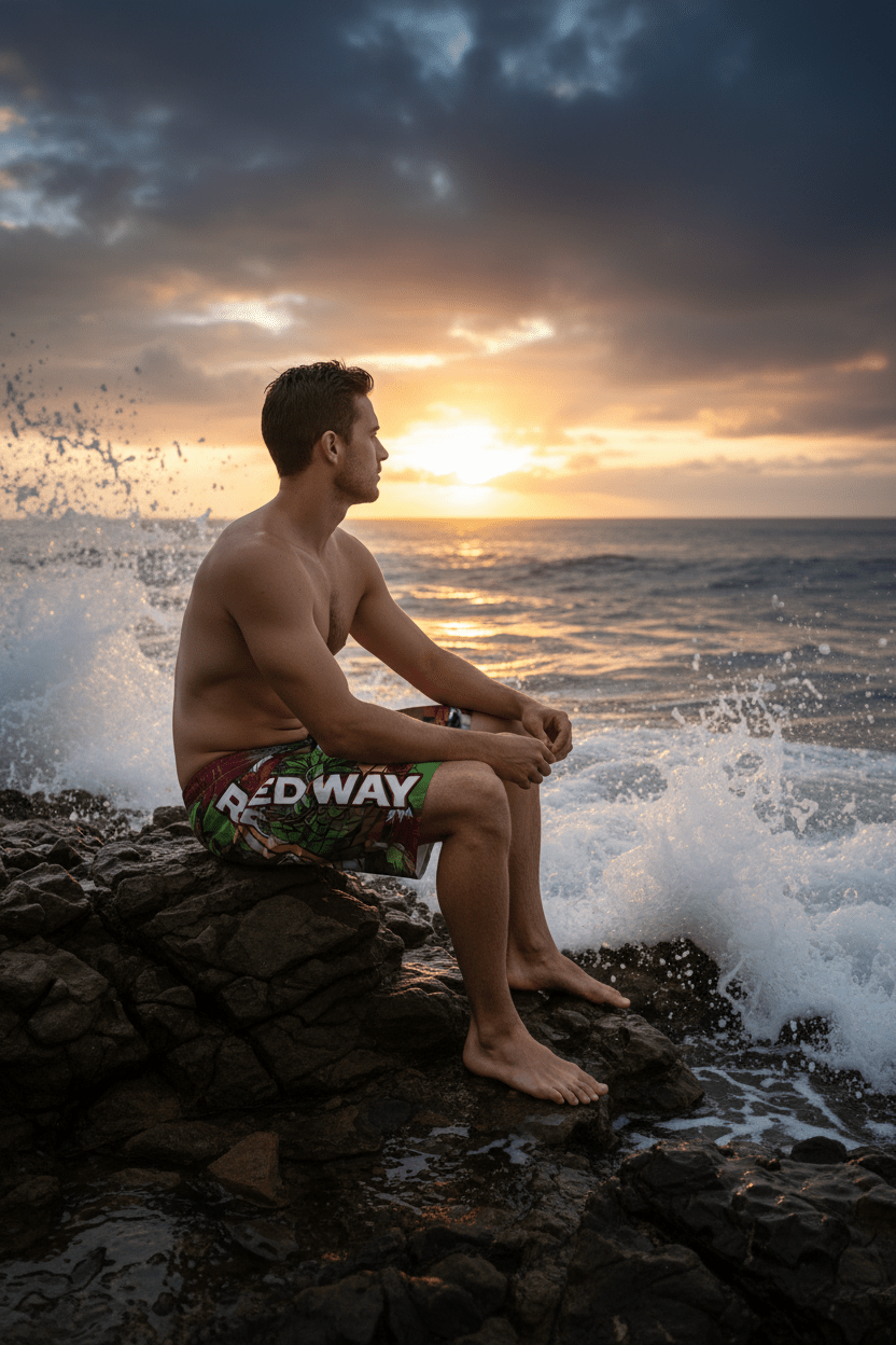 Men's Board Shorts (AOP) Natural LeafEmber Spirit Apparel