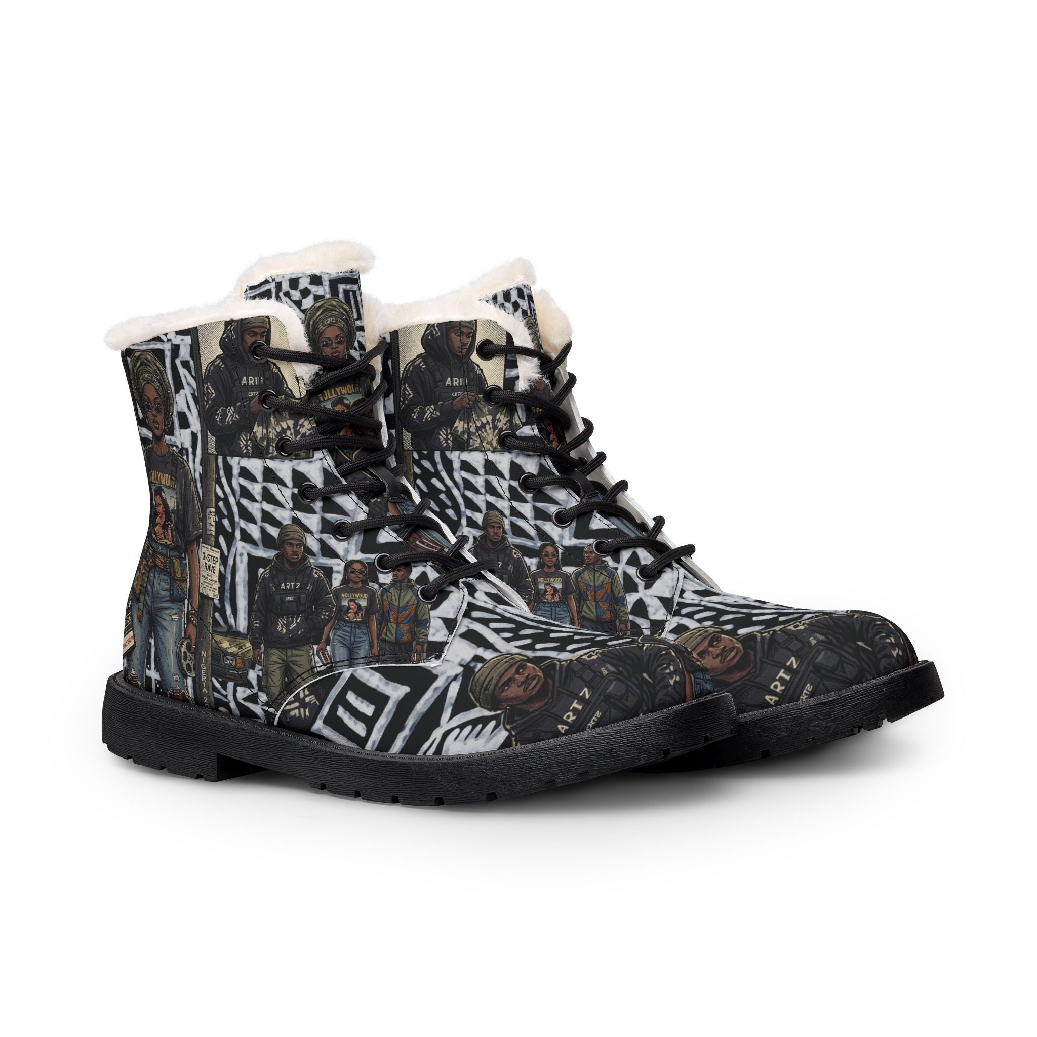 Men's Boots — Nigerian Street Culture Pride (Fur & Leather)Ember Spirit Apparel