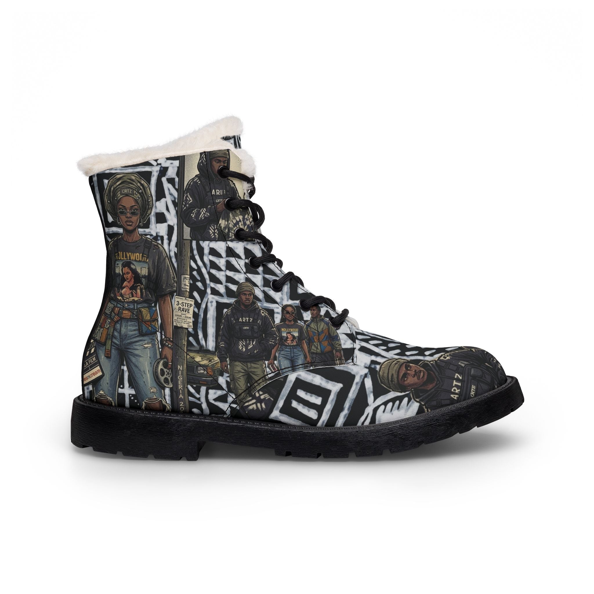Men's Boots — Nigerian Street Culture Pride (Fur & Leather)Ember Spirit Apparel