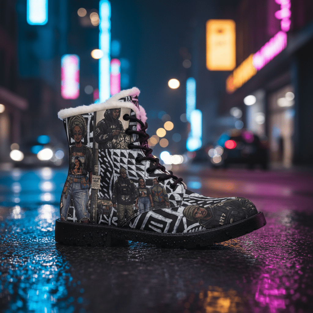 Men's Boots — Nigerian Street Culture Pride (Fur & Leather)Ember Spirit Apparel