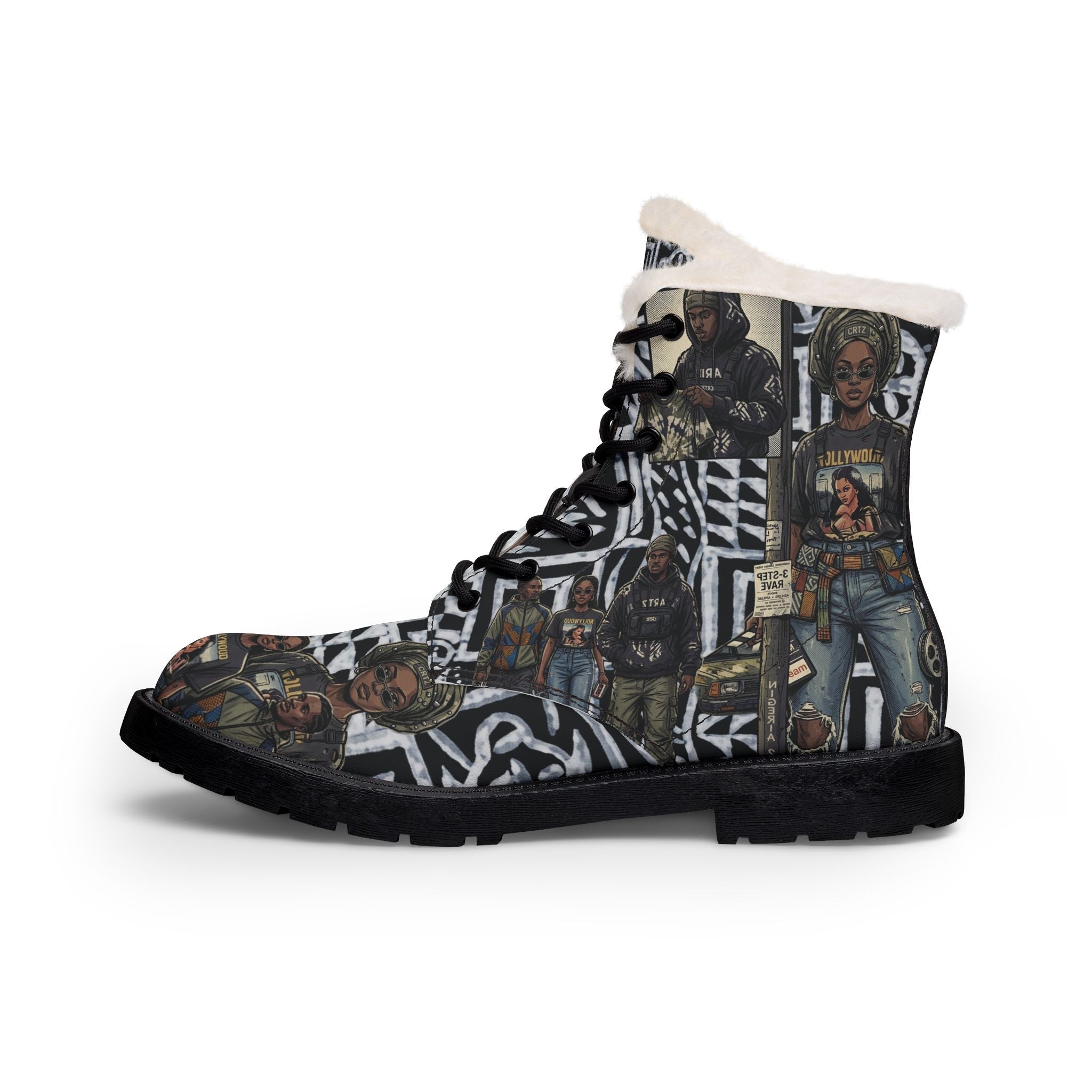 Men's Boots — Nigerian Street Culture Pride (Fur & Leather)Ember Spirit Apparel