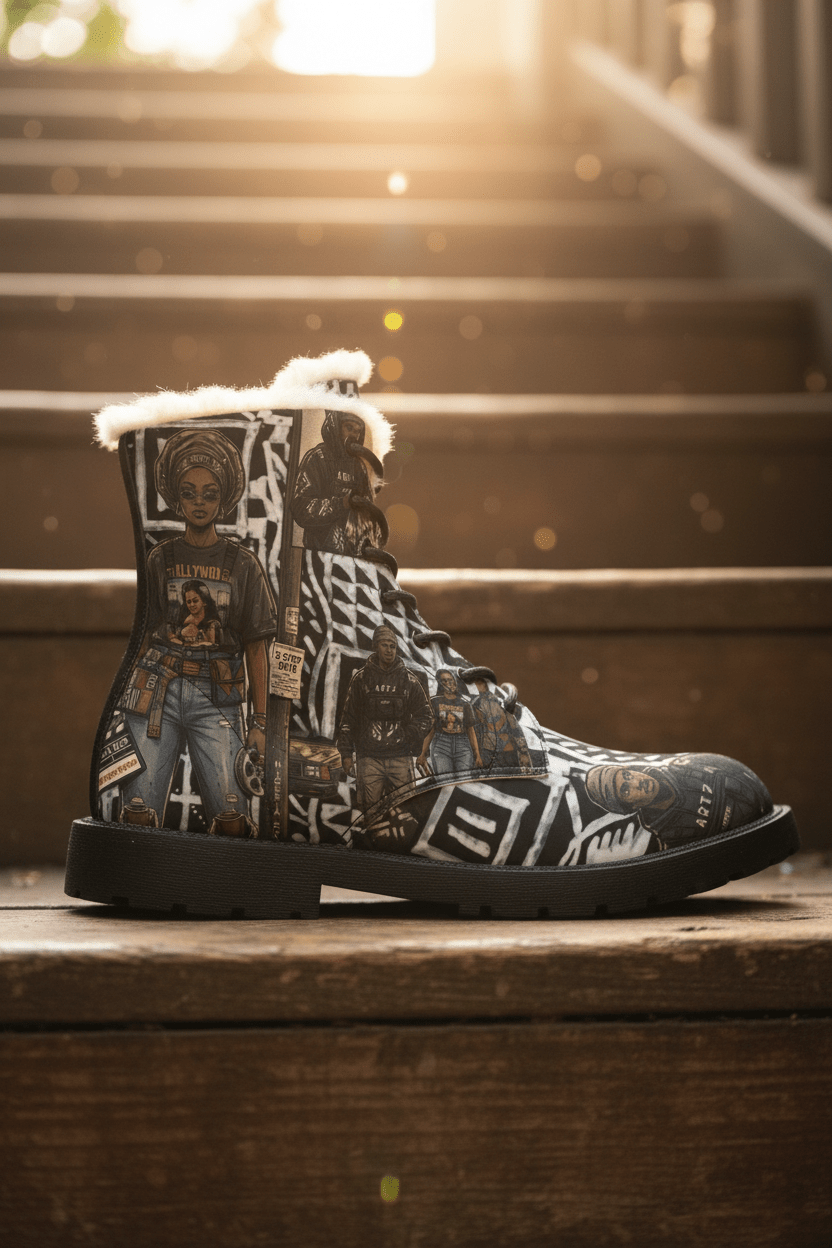 Men's Boots — Nigerian Street Culture Pride (Fur & Leather)Ember Spirit Apparel