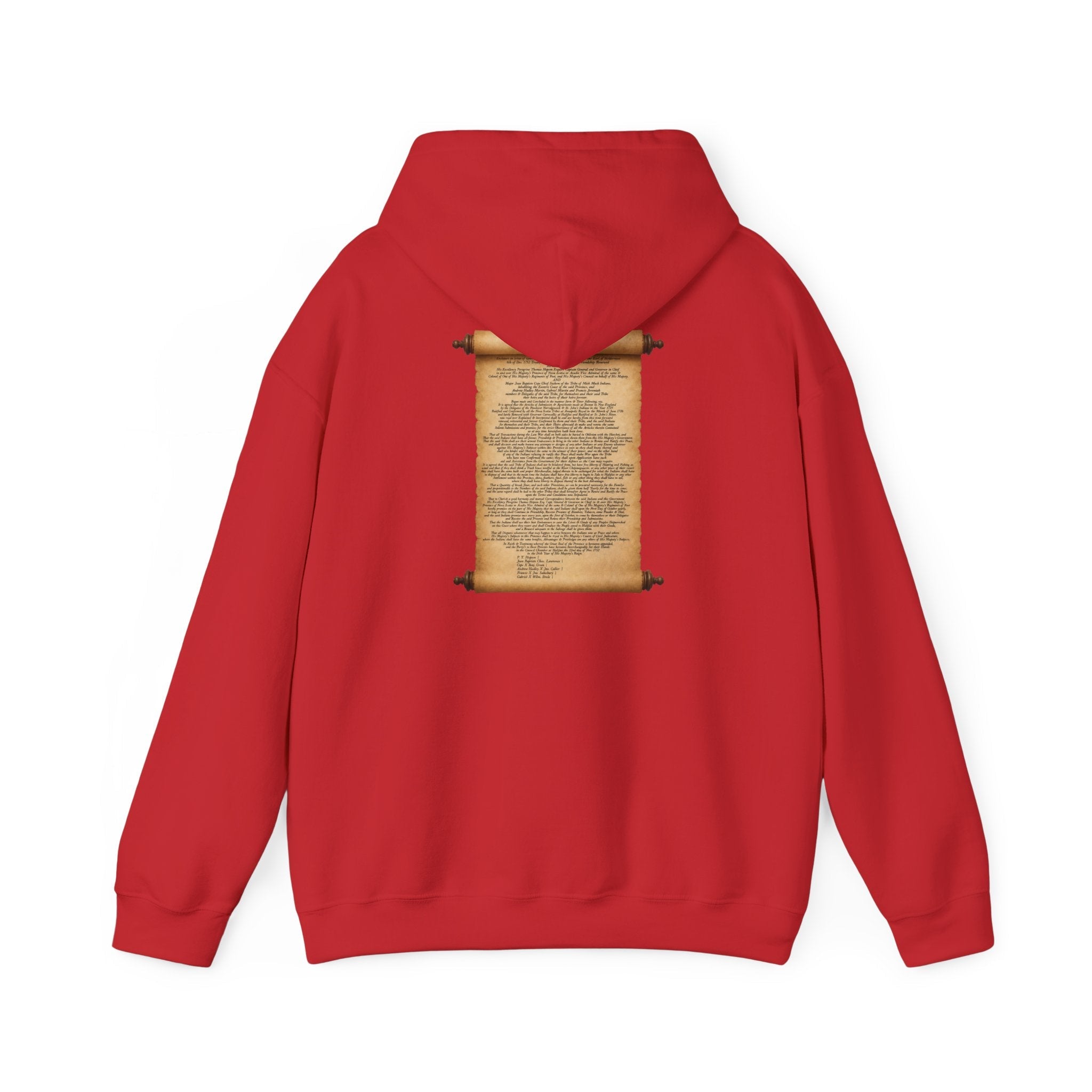 Mi'kmaq Grand Council Flag Hoodie — 1752 Peace & Friendship TreatyEmber Spirit Apparel