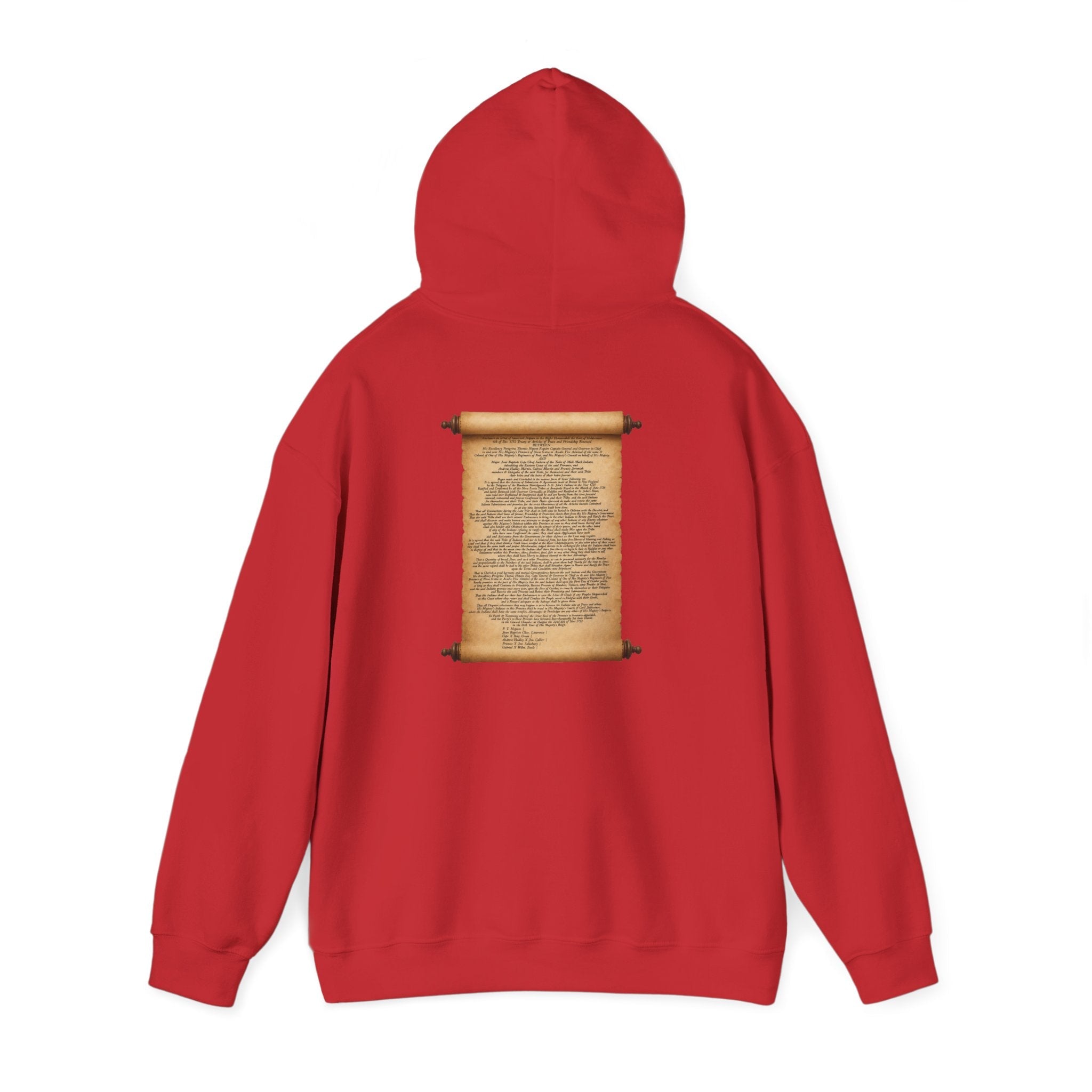 Mi'kmaq Grand Council Flag Hoodie — 1752 Peace & Friendship TreatyEmber Spirit Apparel