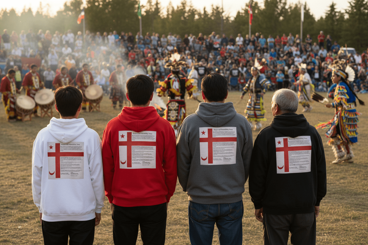 Mi'kmaq Hoodie — Grand Council Flag Constitution Peace & Friendship TreatyEmber Spirit Apparel