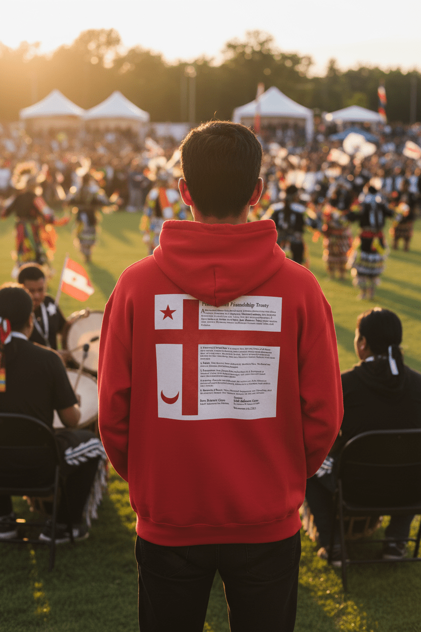 Mi'kmaq Hoodie — Grand Council Flag Constitution Peace & Friendship TreatyEmber Spirit Apparel