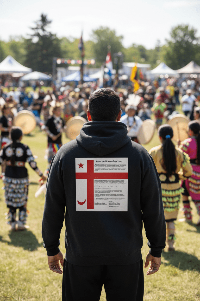 Mi'kmaq Hoodie — Grand Council Flag Constitution Peace & Friendship TreatyEmber Spirit Apparel