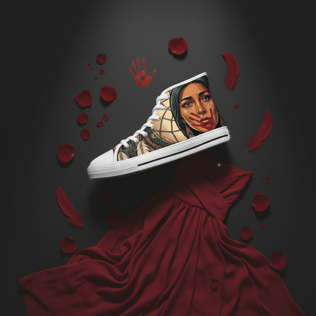 MMIW High Top Sneakers — Native Dreamcatcher Portrait DesignEmber Spirit Apparel