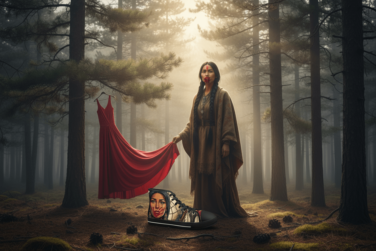 MMIW High Top Sneakers — Native Dreamcatcher Portrait DesignEmber Spirit Apparel