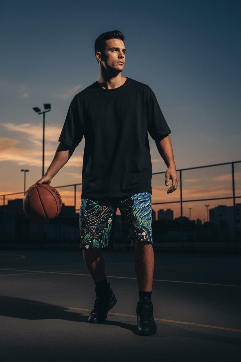 Mystic Moon wolf Wings Basketball Shorts — All-Over PrintEmber Spirit Apparel