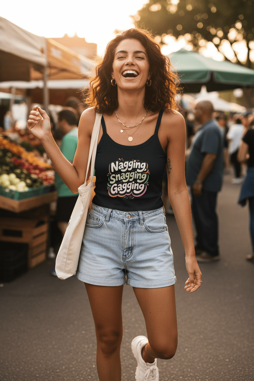 Nagging ,Snagging, Gagging Women's Spaghetti Strap Tank TopEmber Spirit Apparel