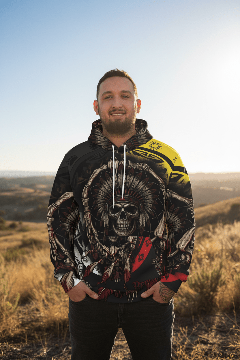 Native Skull Dreamcatcher Hoodie — Tribal Headdress All - Over PrintEmber Spirit Apparel