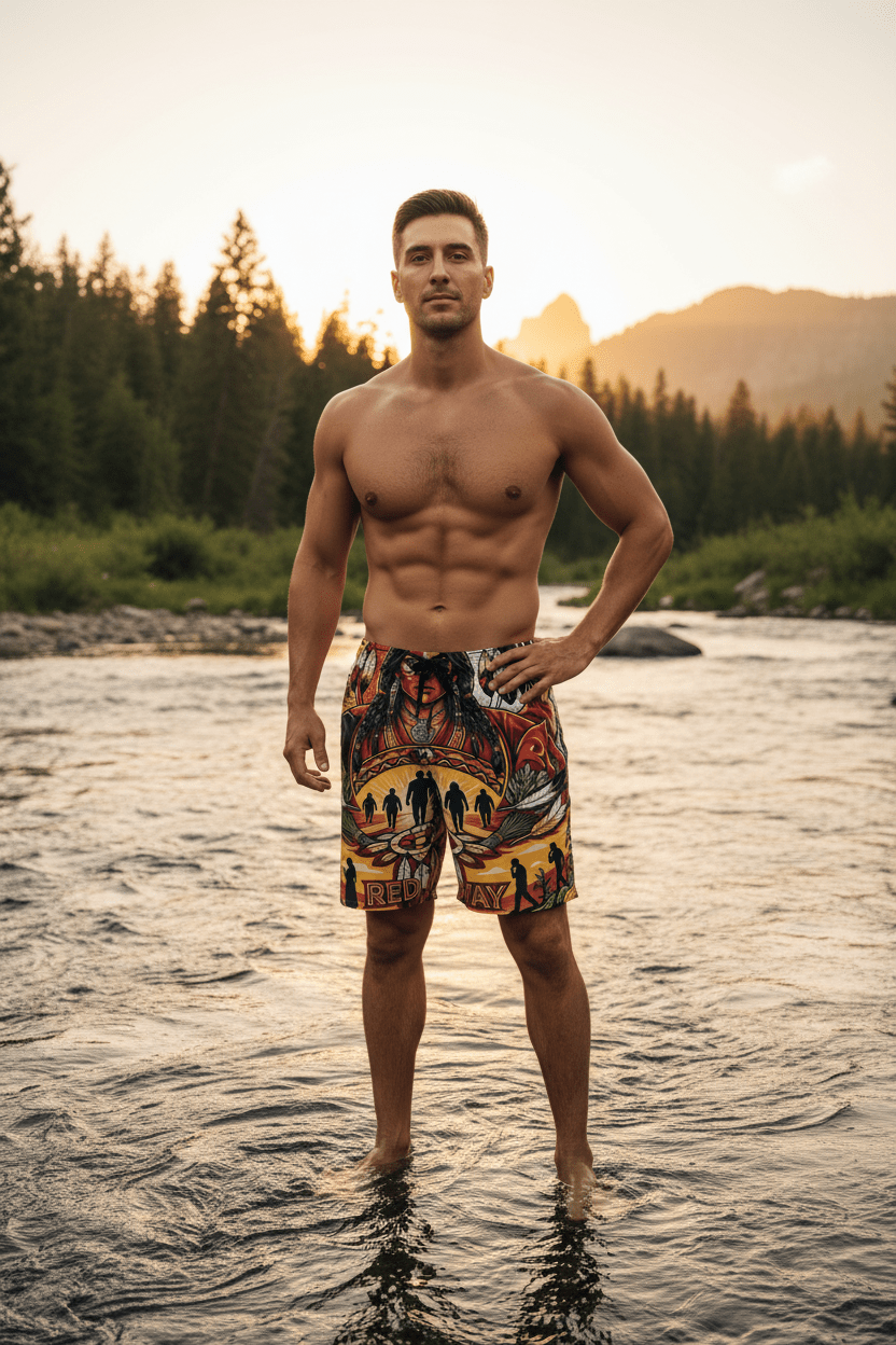 Native Spirit Men's Board Shorts — Redefining the Way Graphic Swim TrunksEmber Spirit Apparel