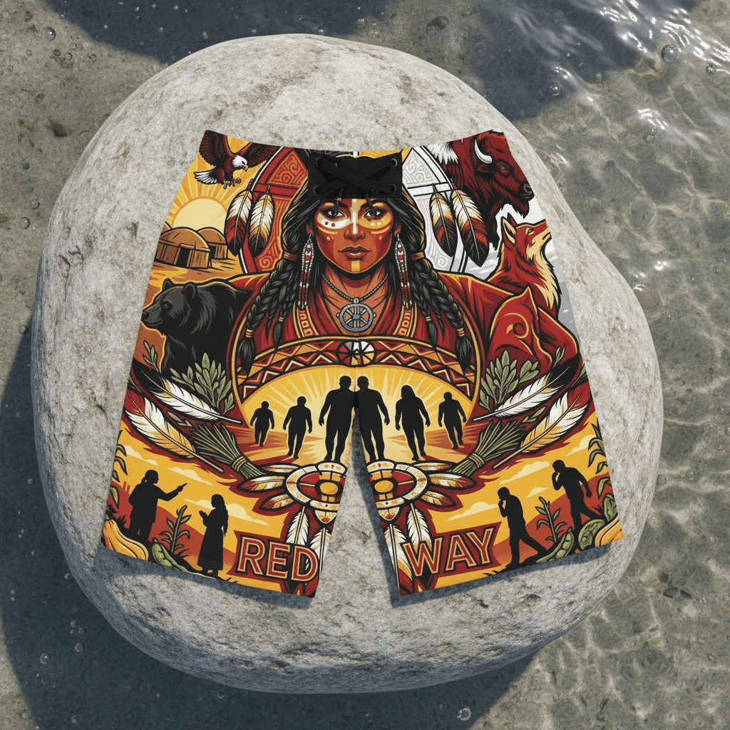 Native Spirit Men's Board Shorts — Redefining the Way Graphic Swim TrunksEmber Spirit Apparel