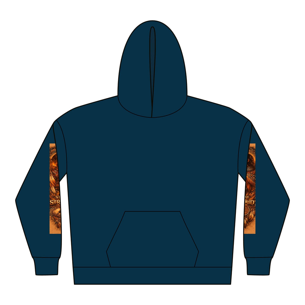 Native Warrior Graphic Hoodie — "We are still here" Native American Art PulloverEmber Spirit Apparel