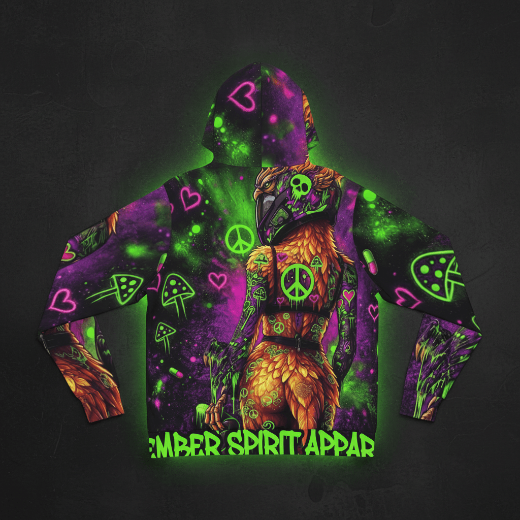 Neon Psychedelic Phoniex Hoodie — Ember Spirit Apparel Peace Skull DesignEmber Spirit Apparel
