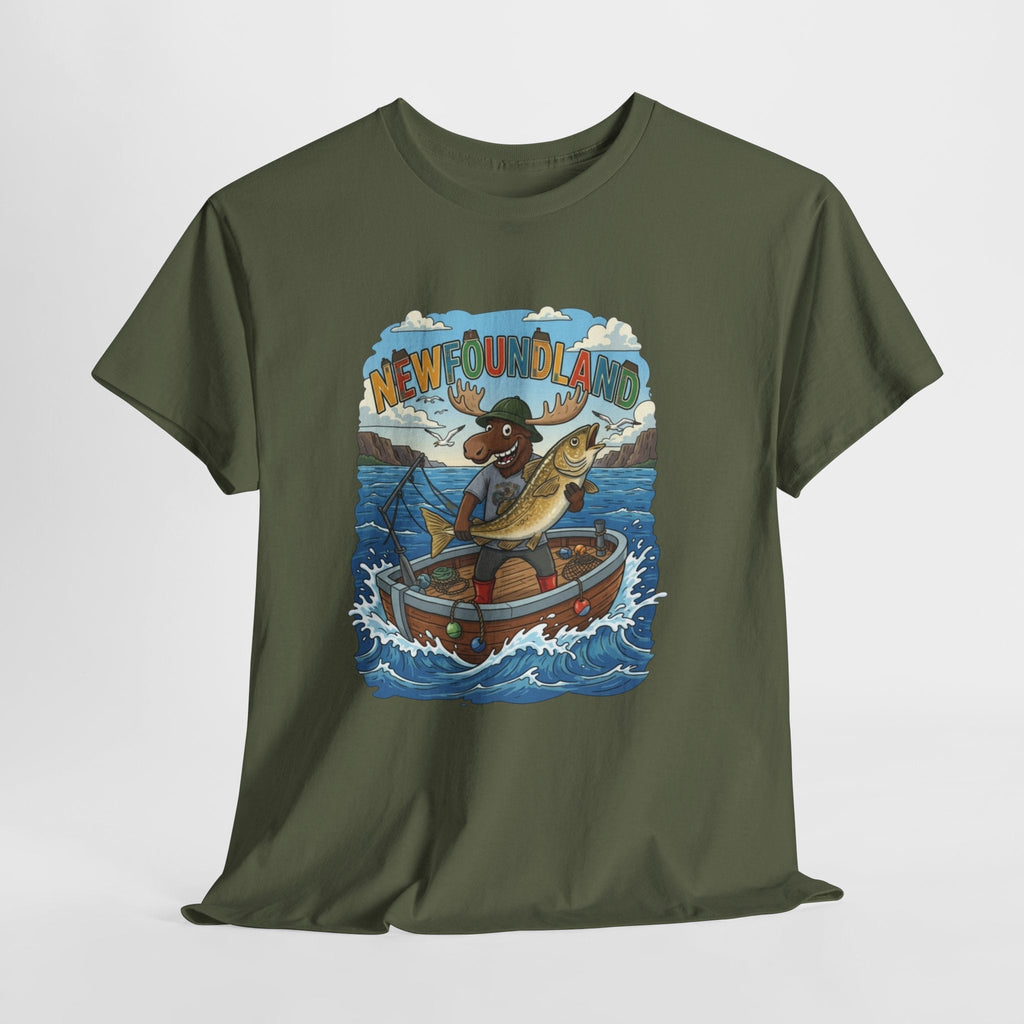 Newfoundland Fishing Moose Tee – Unisex Graphic ShirtEmber Spirit Apparel