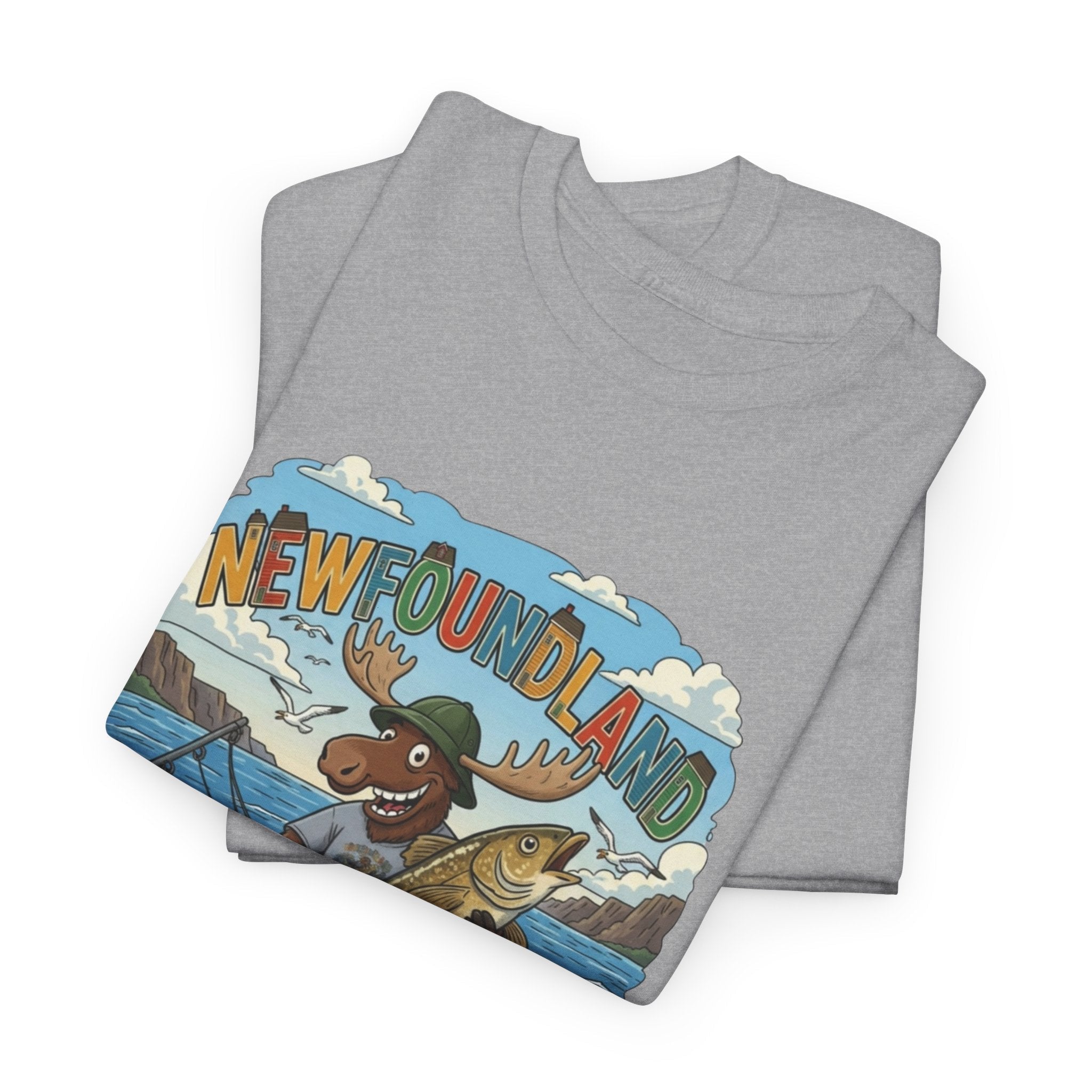 Newfoundland Fishing Moose Tee – Unisex Graphic ShirtEmber Spirit Apparel