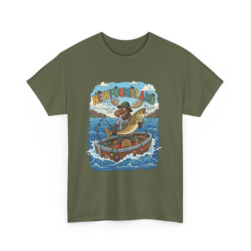Newfoundland Fishing Moose Tee – Unisex Graphic ShirtEmber Spirit Apparel