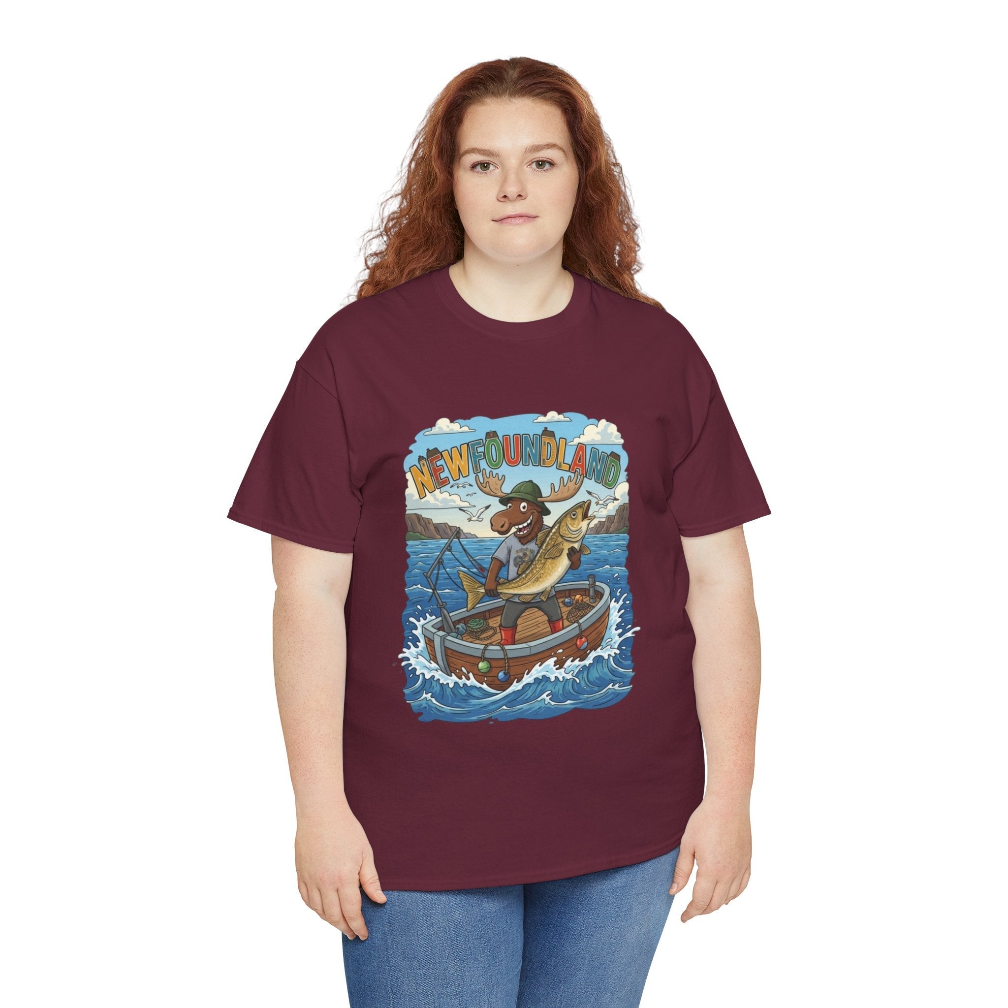 Newfoundland Fishing Moose Tee – Unisex Graphic ShirtEmber Spirit Apparel