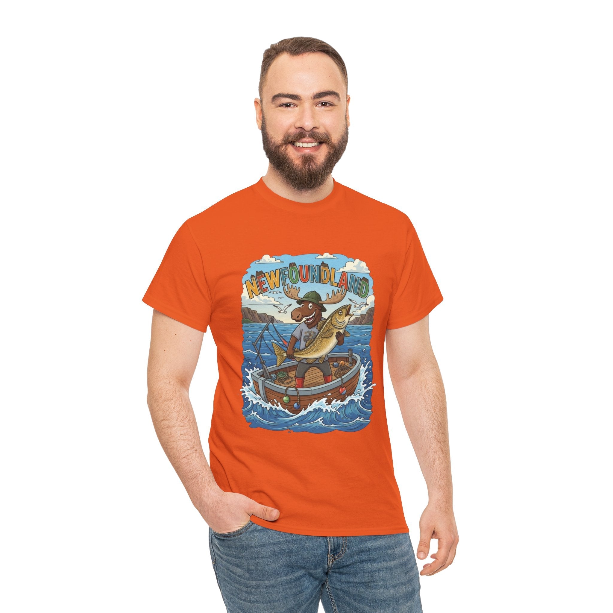 Newfoundland Fishing Moose Tee – Unisex Graphic ShirtEmber Spirit Apparel