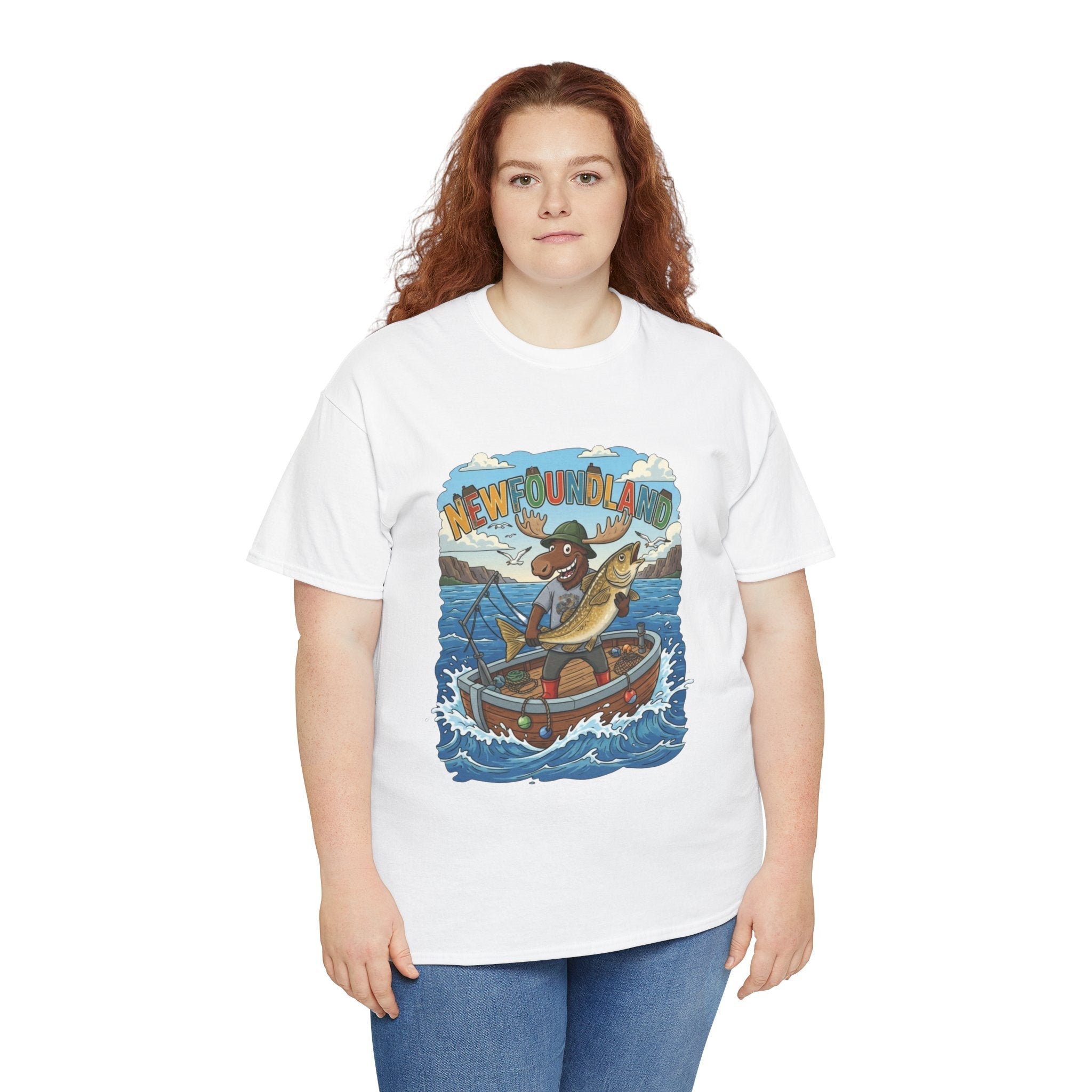 Newfoundland Fishing Moose Tee – Unisex Graphic ShirtEmber Spirit Apparel