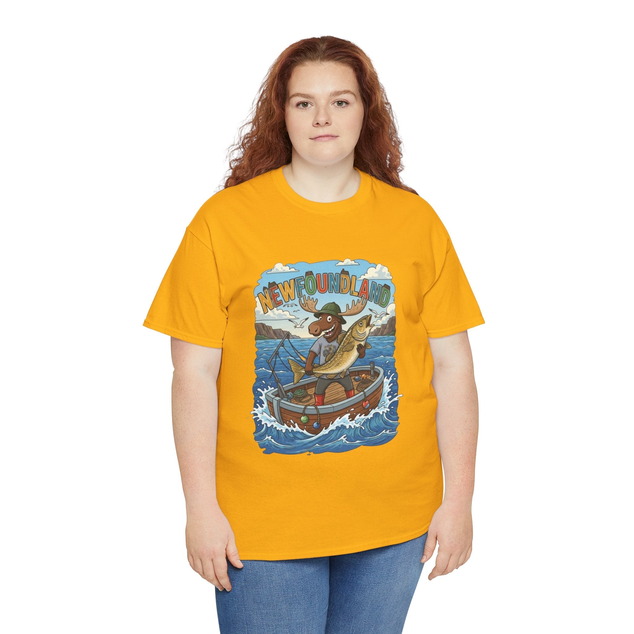 Newfoundland Fishing Moose Tee – Unisex Graphic ShirtEmber Spirit Apparel