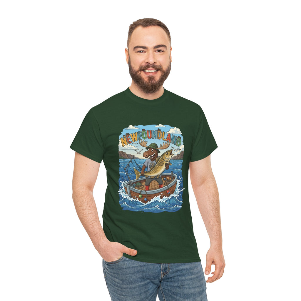 Newfoundland Fishing Moose Tee – Unisex Graphic ShirtEmber Spirit Apparel