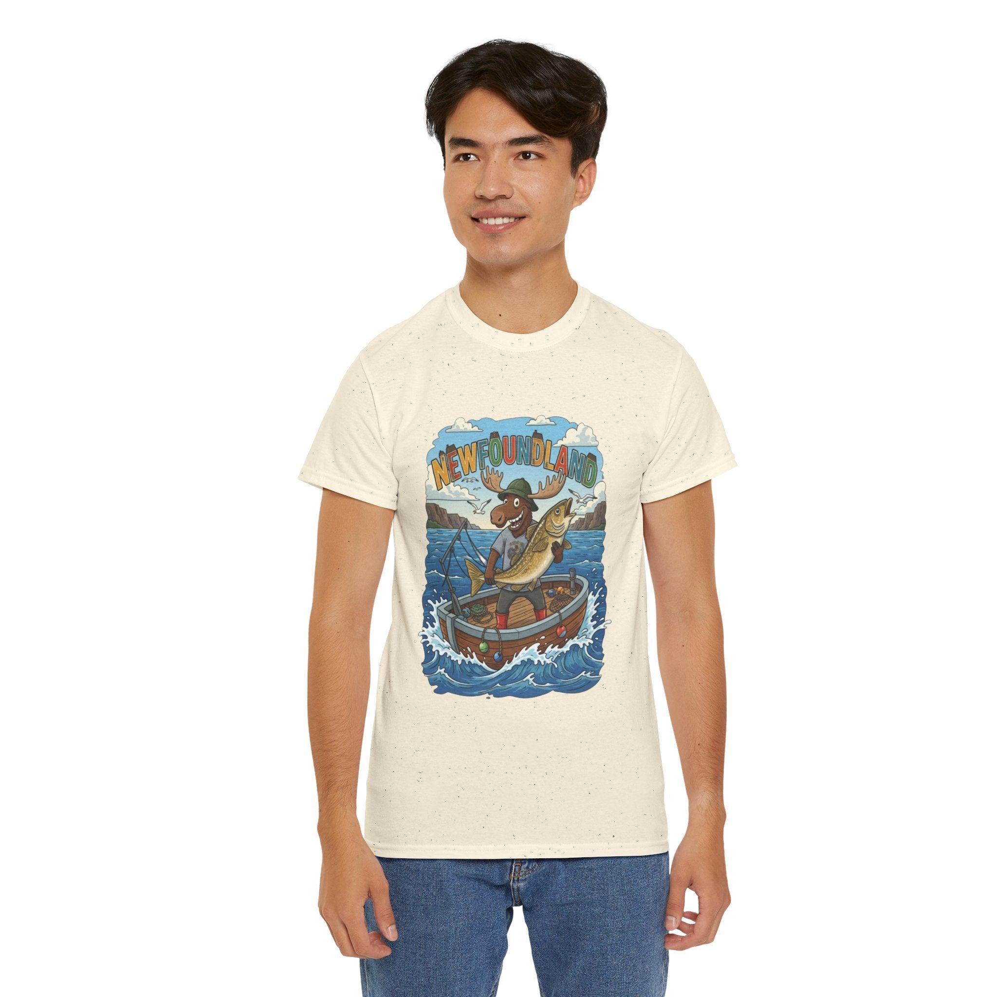 Newfoundland Fishing Moose Tee – Unisex Graphic ShirtEmber Spirit Apparel