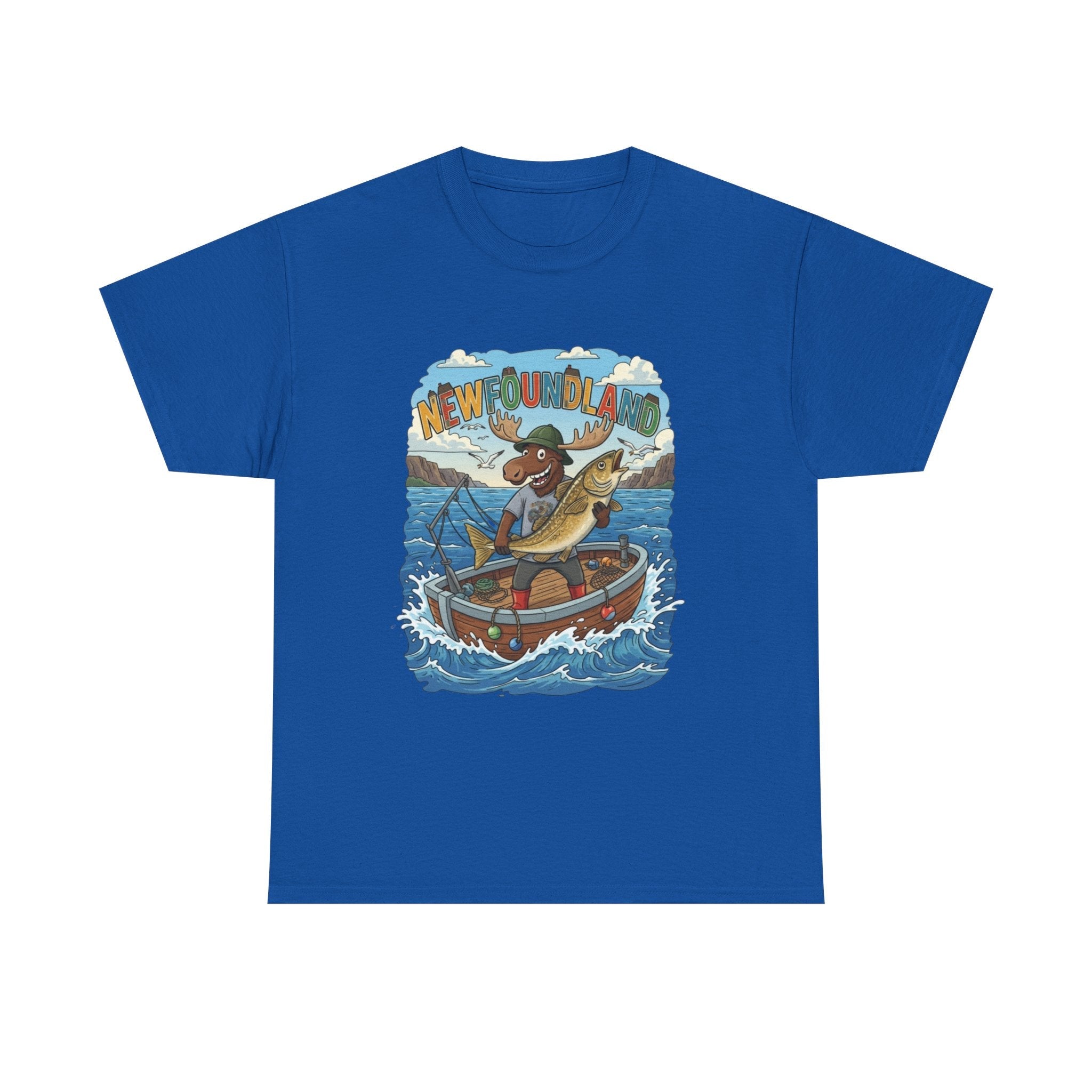 Newfoundland Fishing Moose Tee – Unisex Graphic ShirtEmber Spirit Apparel