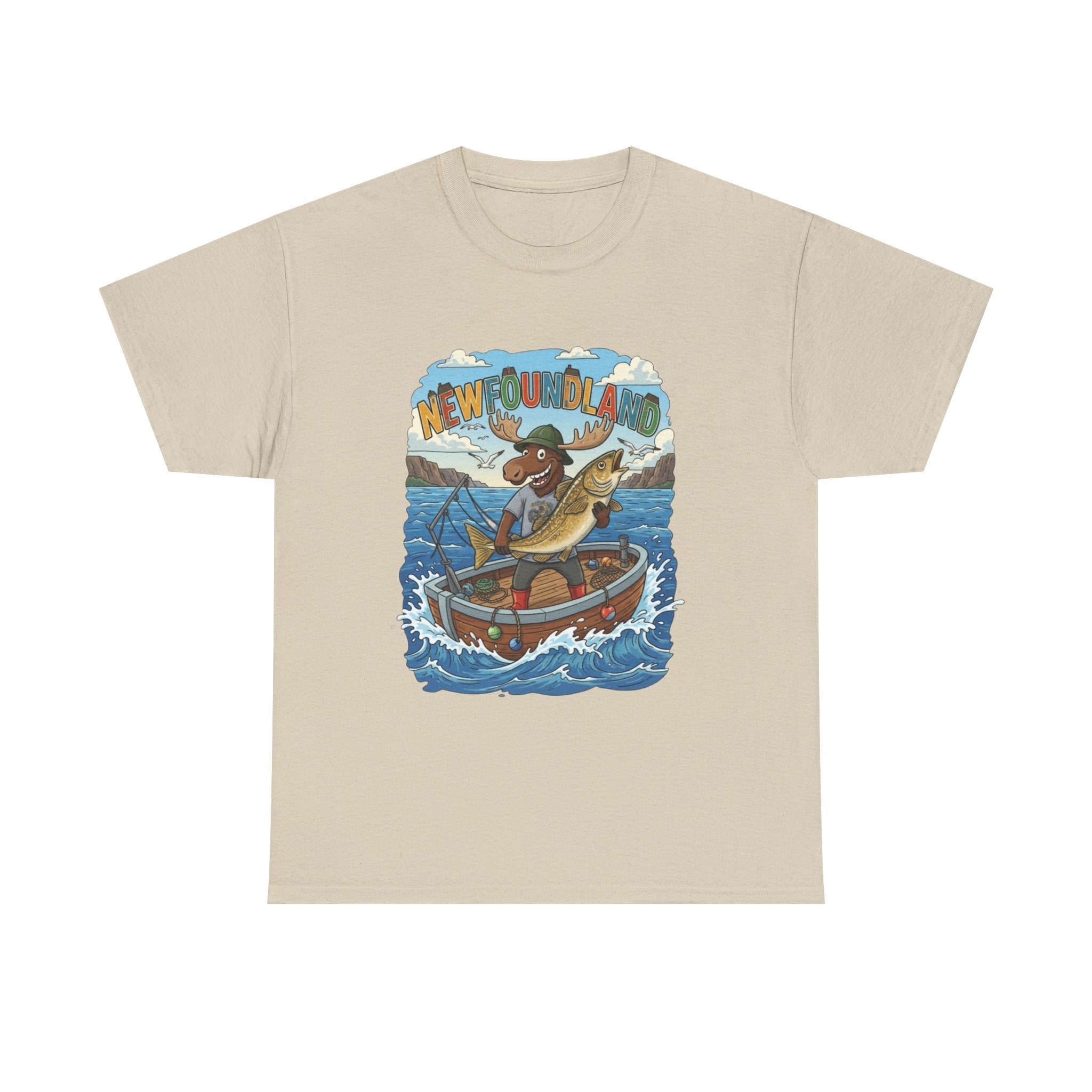 Newfoundland Fishing Moose Tee – Unisex Graphic ShirtEmber Spirit Apparel