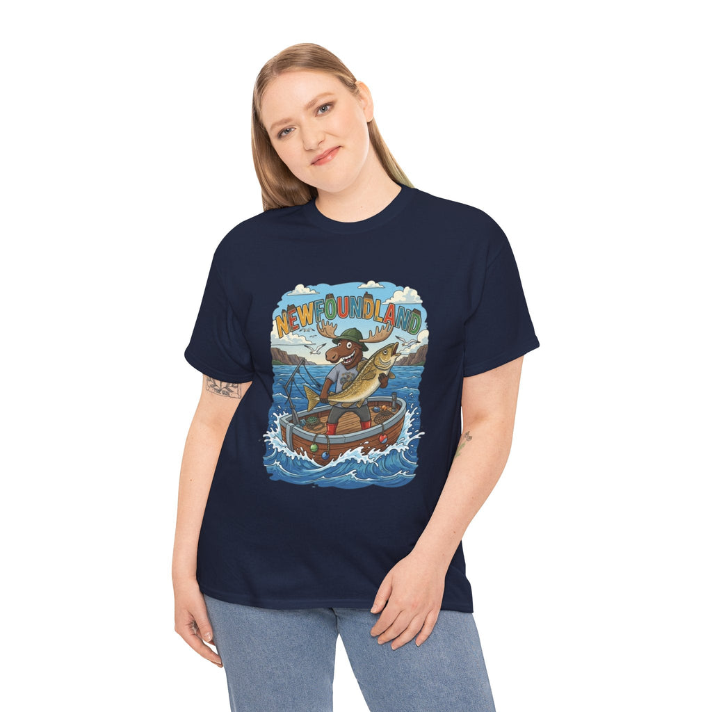 Newfoundland Fishing Moose Tee – Unisex Graphic ShirtEmber Spirit Apparel