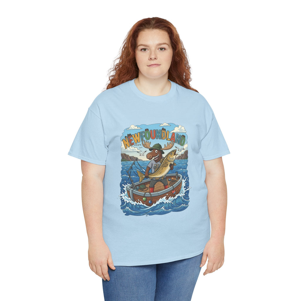 Newfoundland Fishing Moose Tee – Unisex Graphic ShirtEmber Spirit Apparel