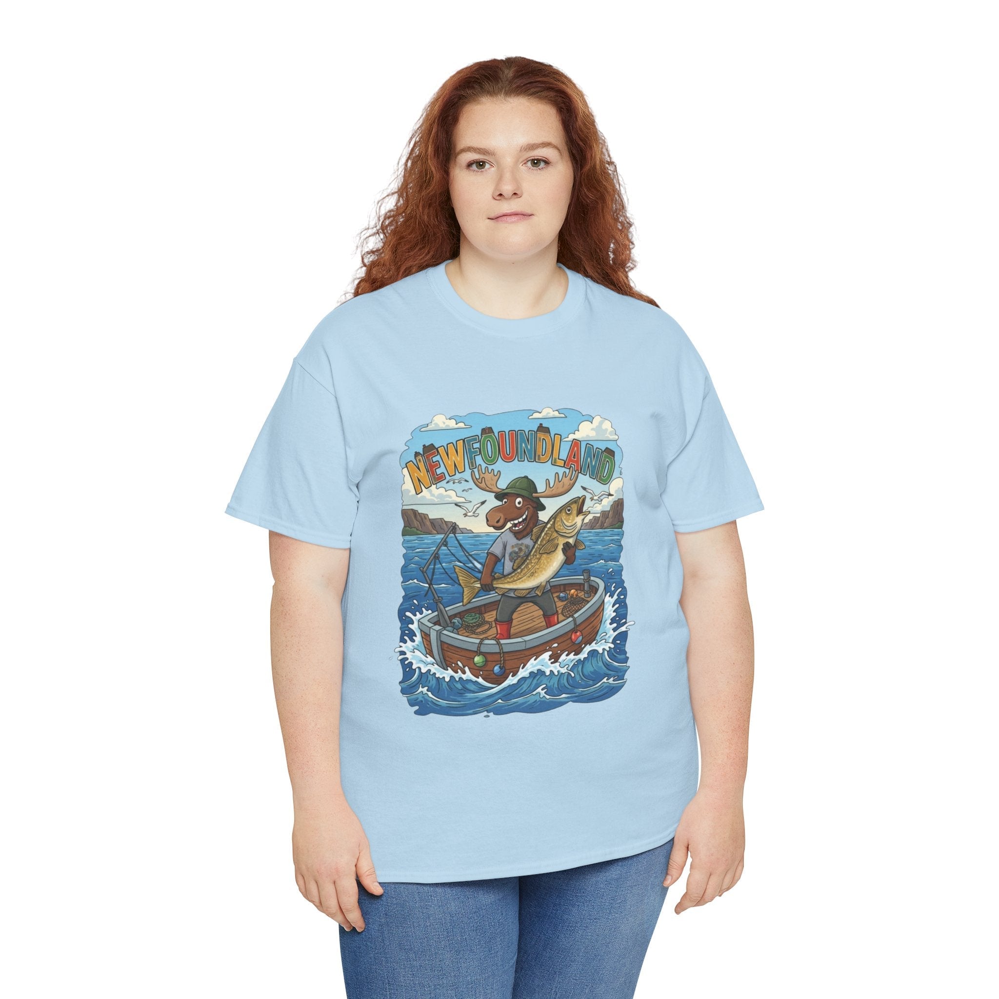 Newfoundland Fishing Moose Tee – Unisex Graphic ShirtEmber Spirit Apparel