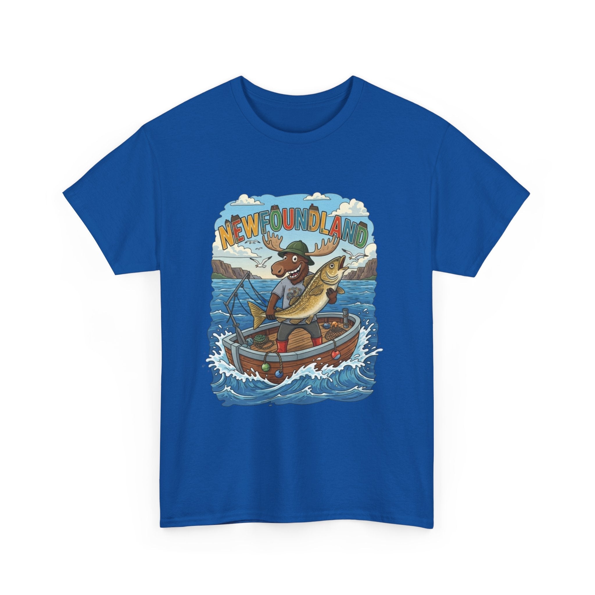 Newfoundland Fishing Moose Tee – Unisex Graphic ShirtEmber Spirit Apparel