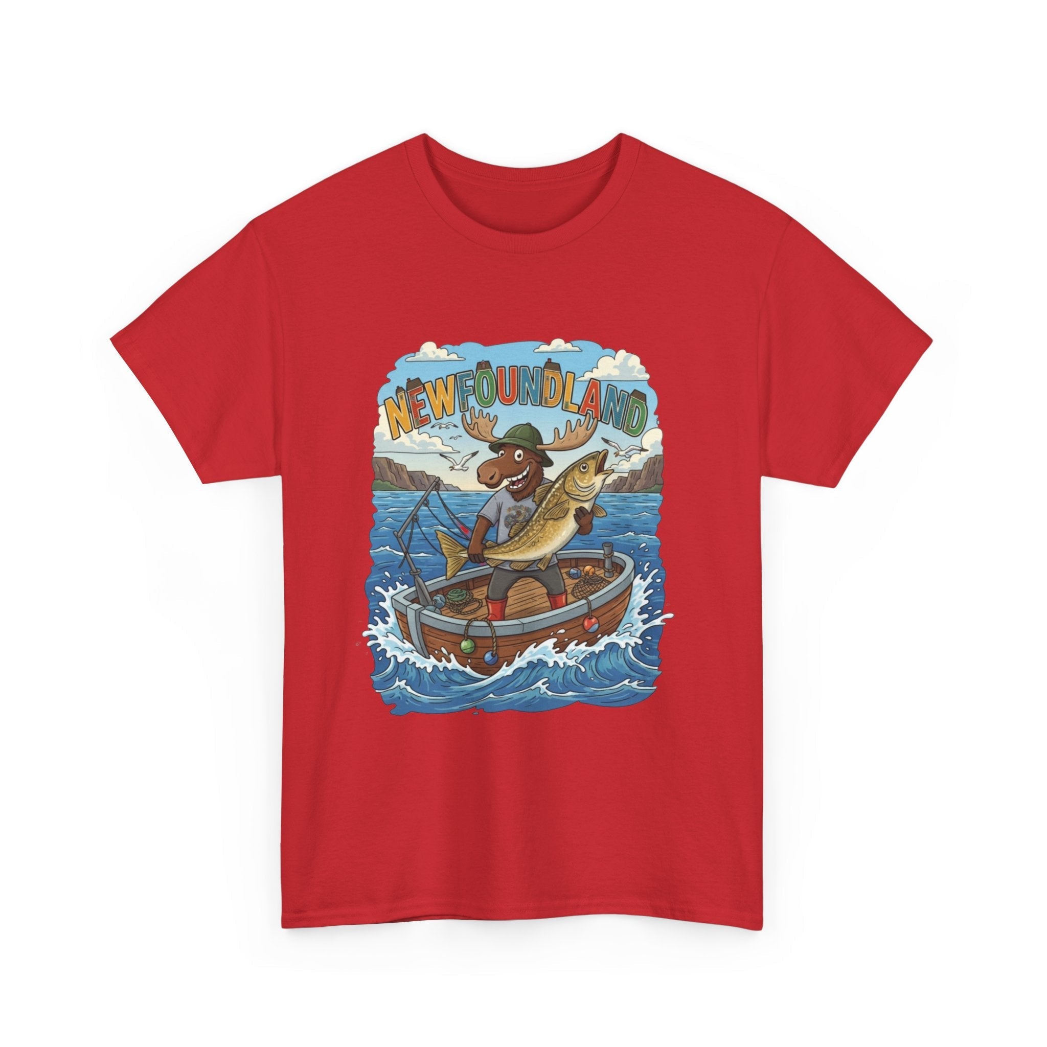 Newfoundland Fishing Moose Tee – Unisex Graphic ShirtEmber Spirit Apparel