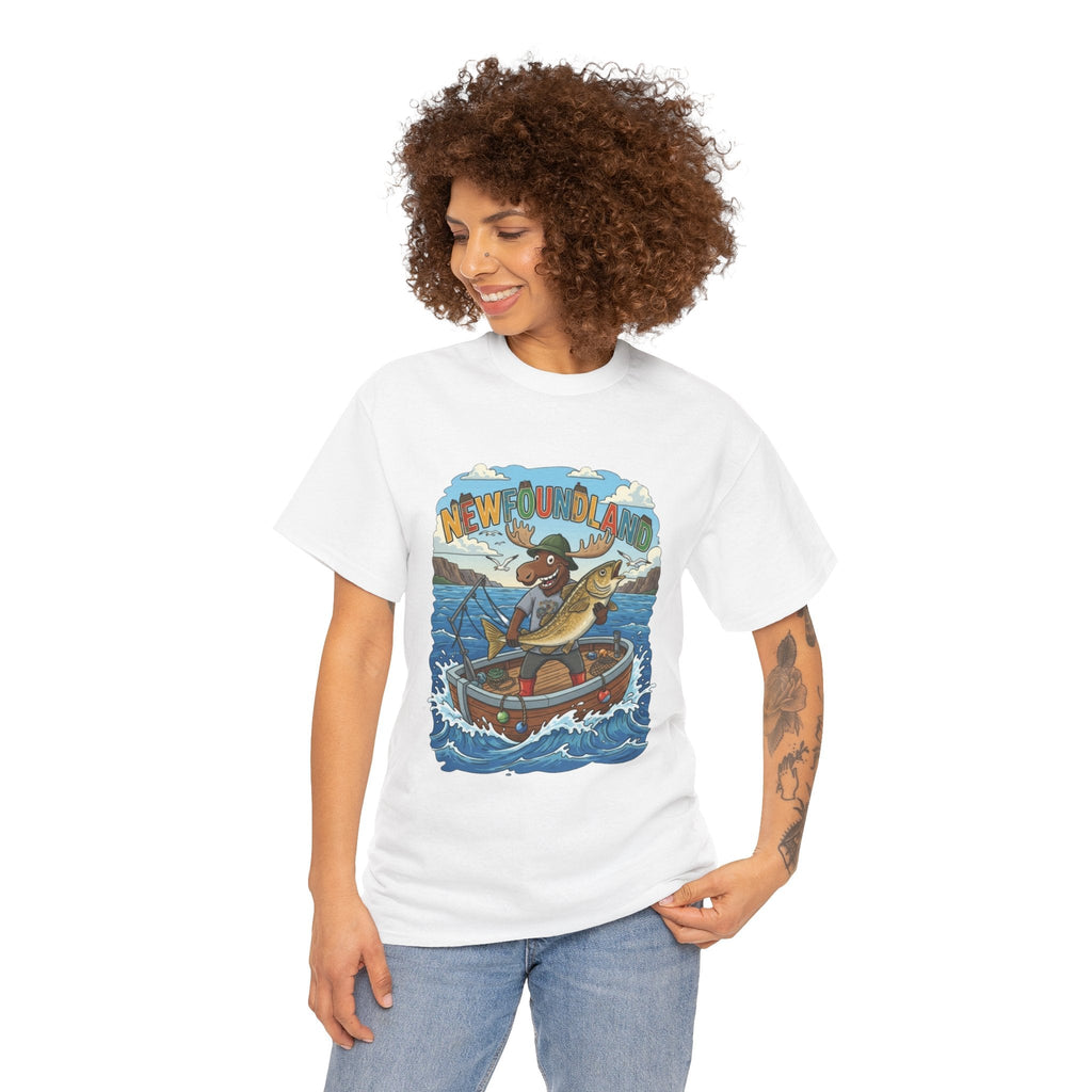 Newfoundland Fishing Moose Tee – Unisex Graphic ShirtEmber Spirit Apparel